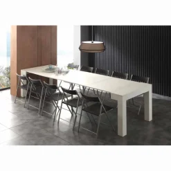 Consolle allungabile in nobilitato folding bianco poro aperto Bosa