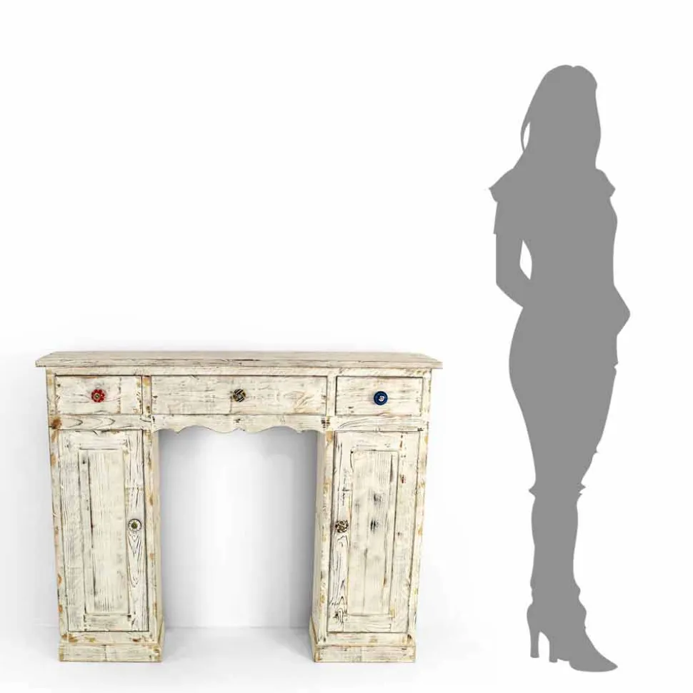 Consolle Artigianale in Legno Massello di Abete Made in Italy - Carminia