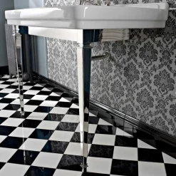 Consolle Bagno 105 cm Vintage in Ceramica Bianca con Piedi,Made in Italy - Marwa