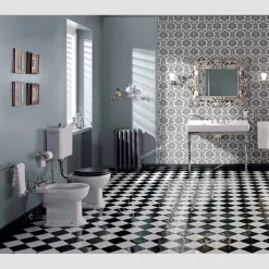 Consolle Bagno 105 cm Vintage in Ceramica Bianca con Piedi,Made in Italy - Marwa