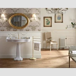 Consolle Bagno in Ceramica Vintage su Colonna, Made in Italy - Paulina