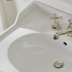 Consolle Bagno L 65 cm Ceramica e Piedi in Metallo Vintage Made in Italy Nausica