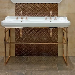 Consolle Bagno Vintage L 135 cm a Vasca Doppia in Ceramica con Piedi - Nausica