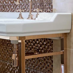 Consolle Bagno Vintage L 135 cm a Vasca Doppia in Ceramica con Piedi - Nausica