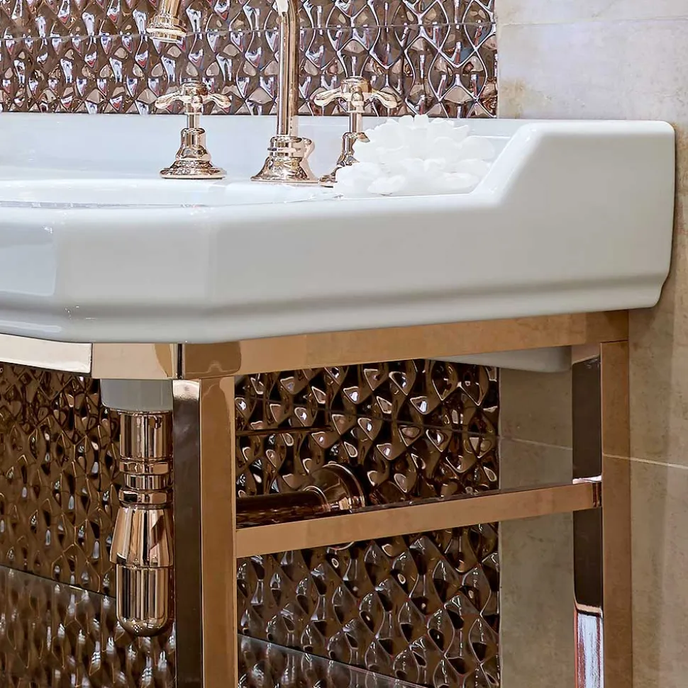 Consolle Bagno Vintage L 135 cm a Vasca Doppia in Ceramica con Piedi - Nausica