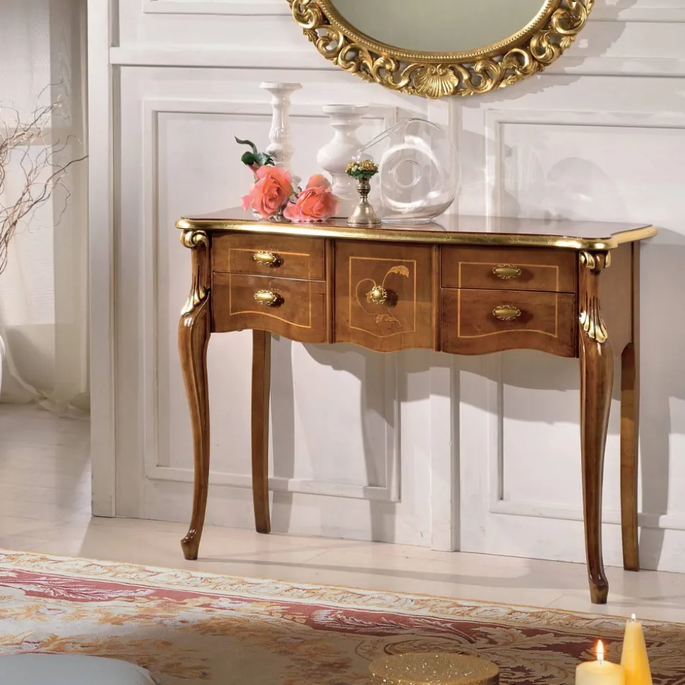 Consolle Classica in Legno 3 o 5 Cassetti di Lusso Made in Italy - London