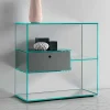 Consolle da Ingresso a Parete in Vetro Extrachiaro con Cassetto Laccato - Linzy