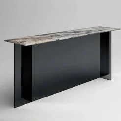 Consolle di Design con Piano in Marmo e Base in Vetro Made in Italy - Molino