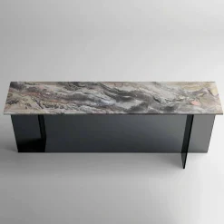 Consolle di Design con Piano in Marmo e Base in Vetro Made in Italy - Molino