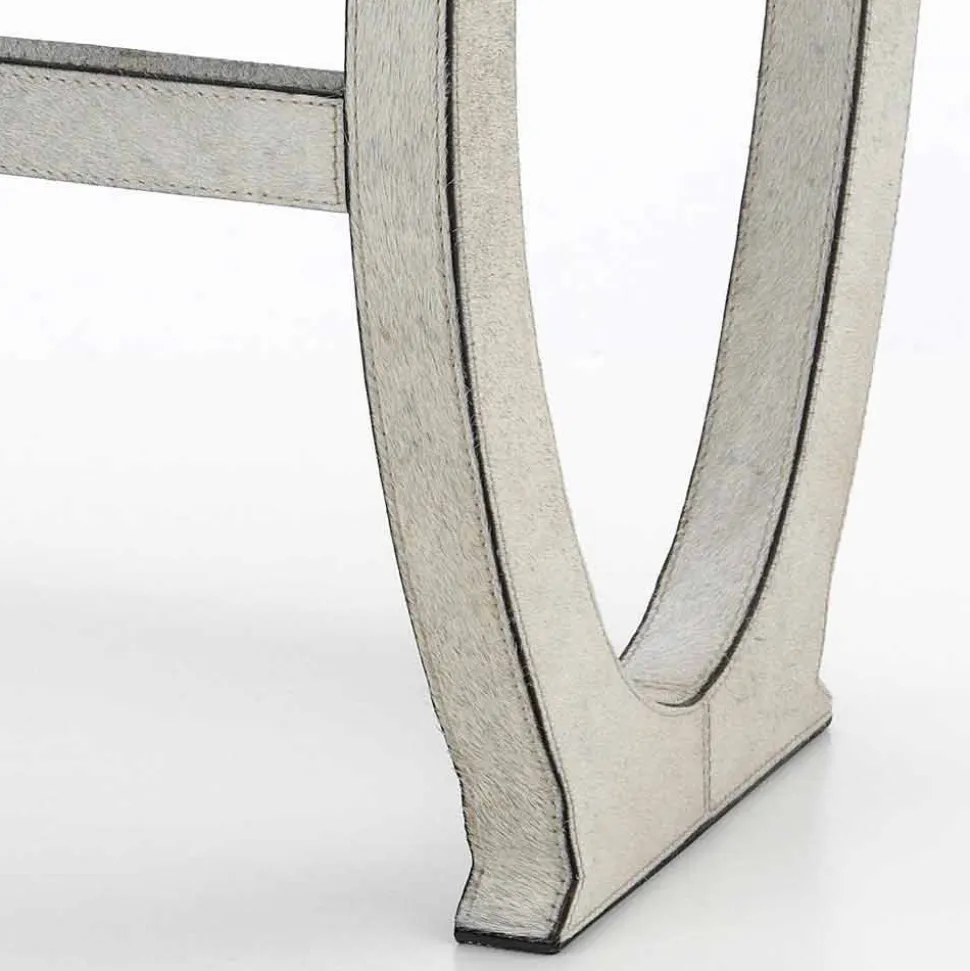 Consolle di design moderno con vassoio in cavallino grigio Felicia