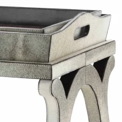 Consolle di design moderno con vassoio in cavallino grigio Felicia