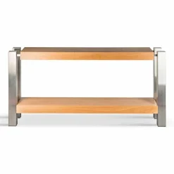 Consolle di design rettangolare doppio ripiano in legno di rovere Aida
