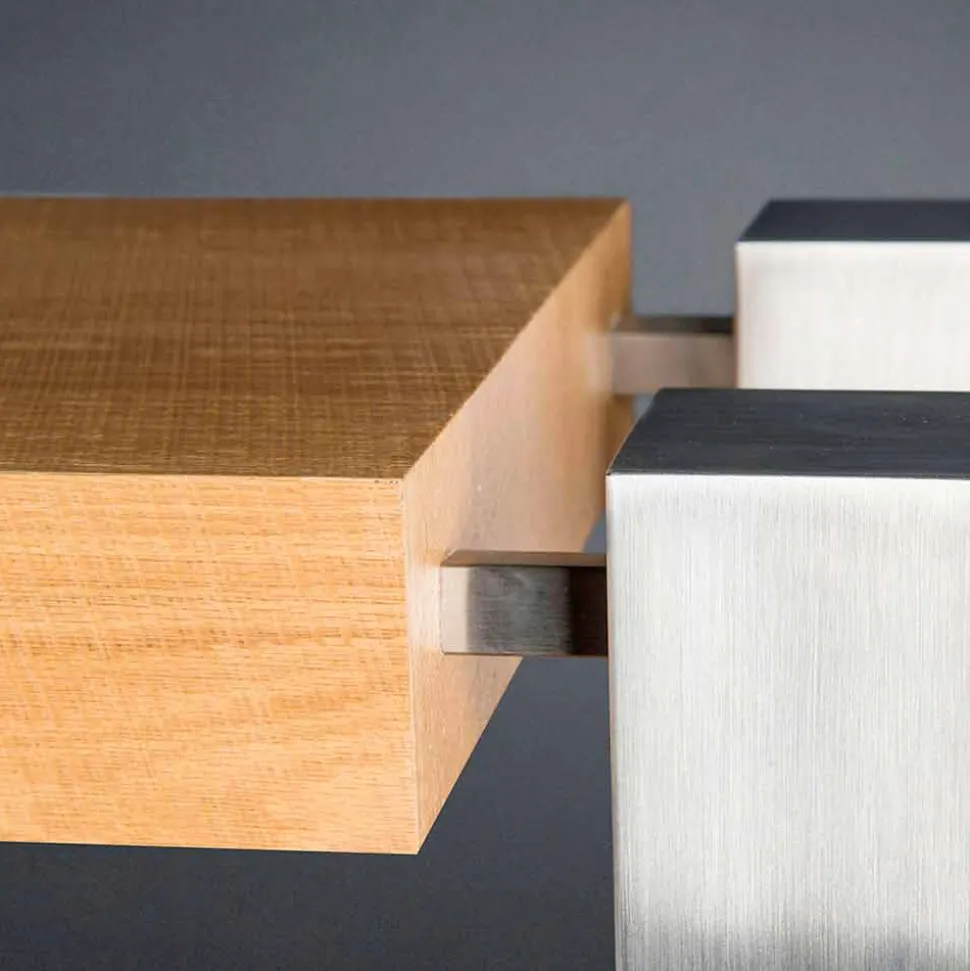 Consolle di design rettangolare doppio ripiano in legno di rovere Aida