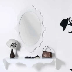 Consolle fissa a muro colore bianco di design Bianca, made in Italy