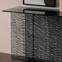 Consolle Ingresso di Design Vetro Extrachiaro Decorato Made in Italy – Sestola