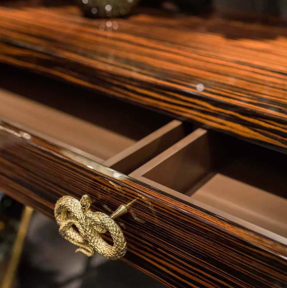 Consolle in legno di ebano lucido con cassetti scorrevoli Ada 4