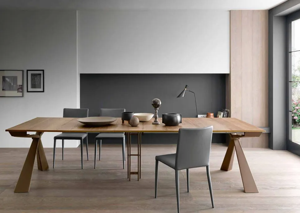 Consolle in Legno e Metallo Allungabile Fino 295 cm Made in Italy - Timedio