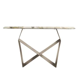 Consolle in Metallo e Piano in Ceramica Effetto Marmo Made in Italy - Concordia