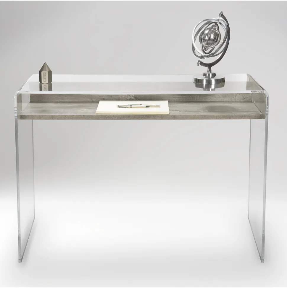 Consolle in Plexiglass Trasparente con Ripiano in Legno di Design - Carducci