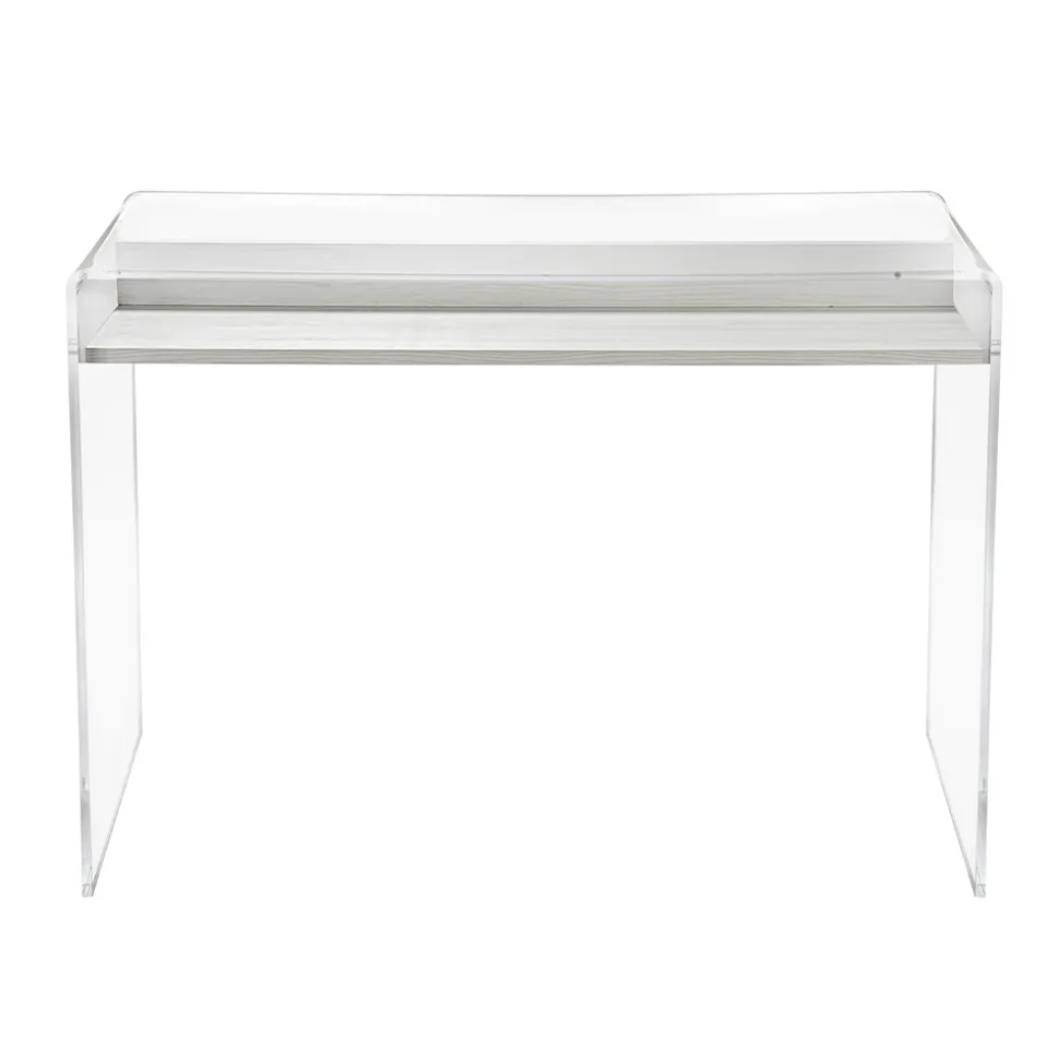 Consolle in Plexiglass Trasparente con Ripiano in Legno di Design - Carducci