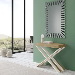 Consolle Moderna Allungabile a 300 cm con Telaio Bianco Made in Italy - Specchio