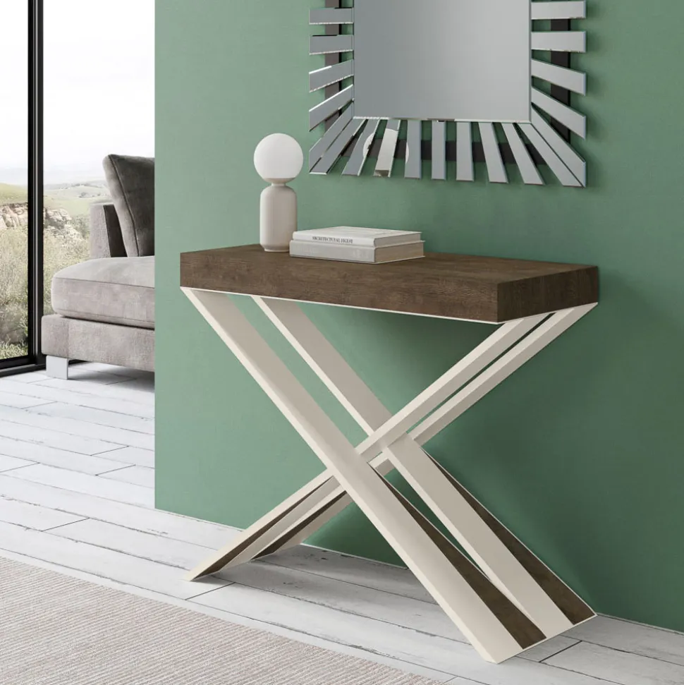 Consolle Moderna Allungabile a 300 cm con Telaio Bianco Made in Italy - Specchio