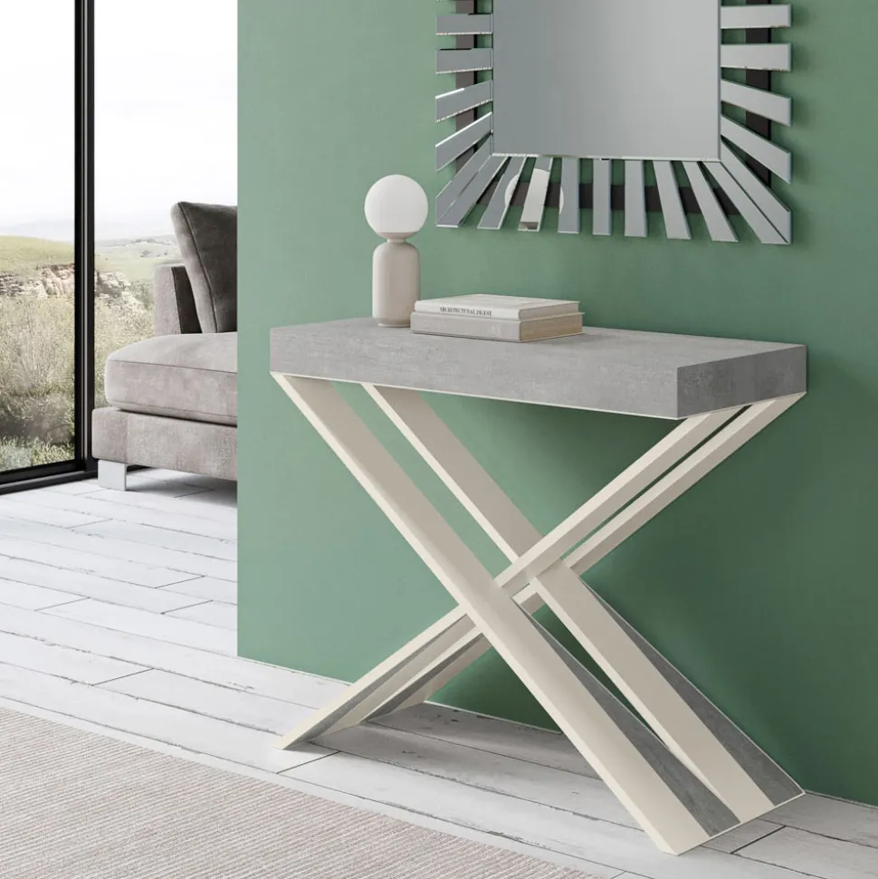 Consolle Moderna Allungabile a 300 cm con Telaio Bianco Made in Italy - Specchio
