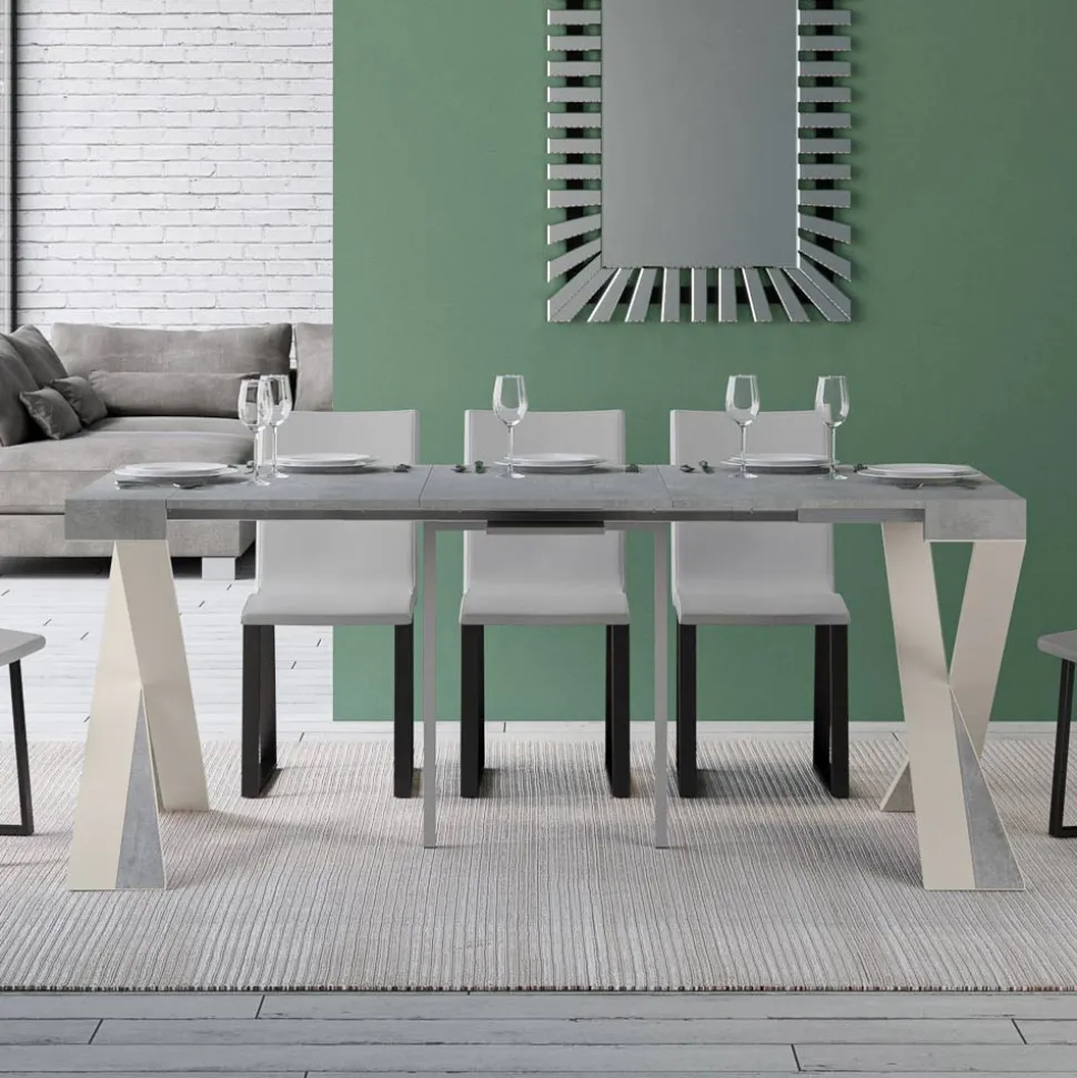 Consolle Moderna Allungabile a 300 cm con Telaio Bianco Made in Italy - Specchio