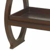 Consolle moderna con vassoio Walter, rivestimento in cuoio marrone