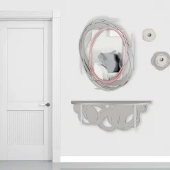 Consolle Moderna di Design in Legno Sabbia e Beige da Fissare a Parete - Orbita