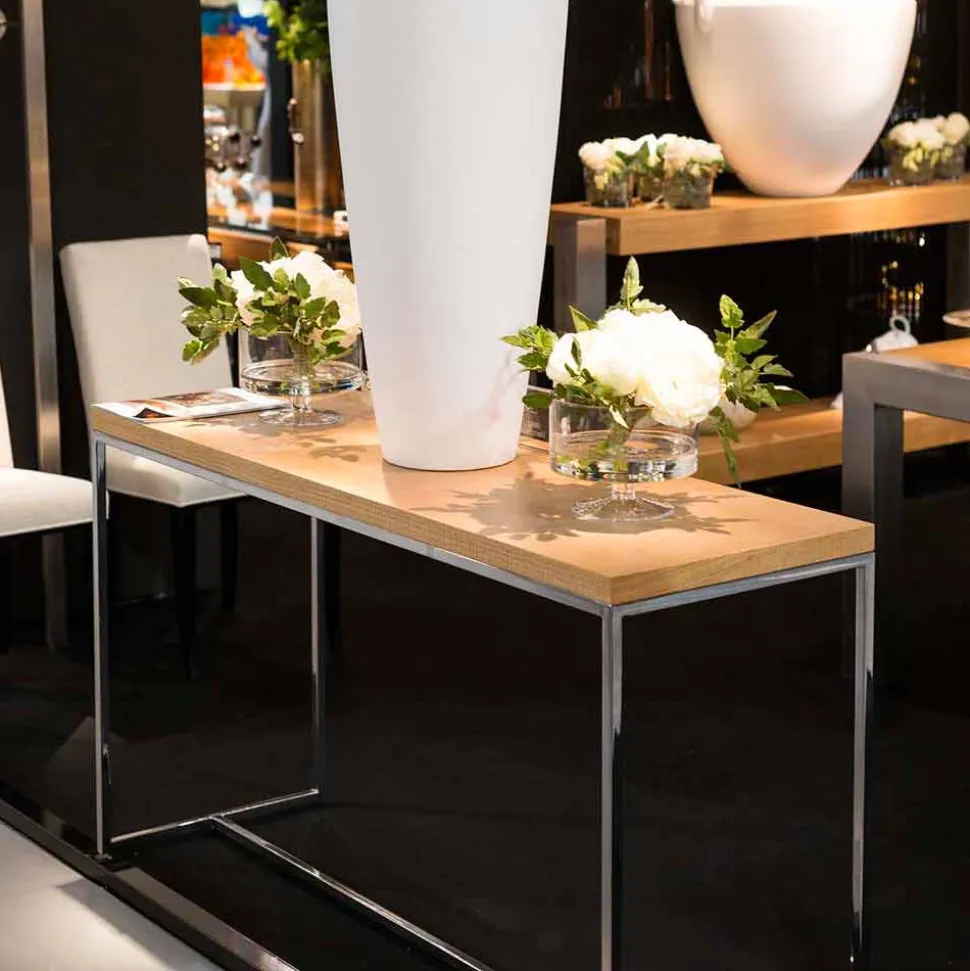Consolle rettangolare in legno e metallo 100% Made in Italy Flora