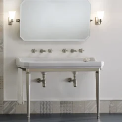 Consolle Vintage da Bagno L 135 cm Vasca Doppia Ceramica Made in Italy – Nausica