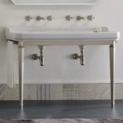 Consolle Vintage da Bagno L 135 cm Vasca Doppia Ceramica Made in Italy – Nausica