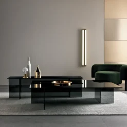 Coppia di Tavolini da Salotto Moderni in Vetro Fumè Made in Italy – Sestola