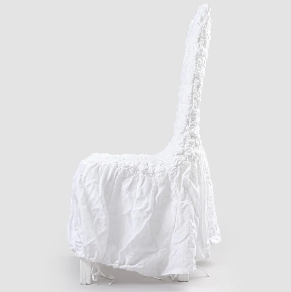 Coprisedia con Schienale Elegante per Soggiorno in Lino Ricamato - Panteo