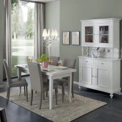 Credenza Alta con Vetrina da Soggiorno in Legno Made in Italy - Bran
