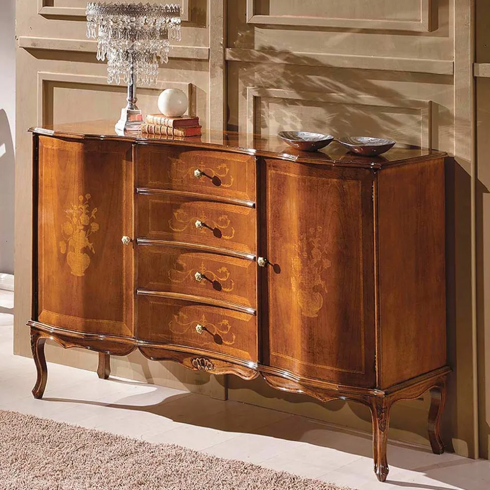 Credenza Classica 2 Ante e 4 Cassetti in Legno Made in Italy - Windsor