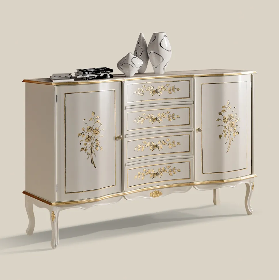Credenza Classica 2 Ante e 4 Cassetti in Legno Made in Italy - Windsor
