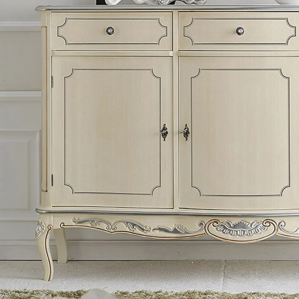 Credenza Classica da Interno in Legno Bianco o Noce Made in Italy - Chantilly