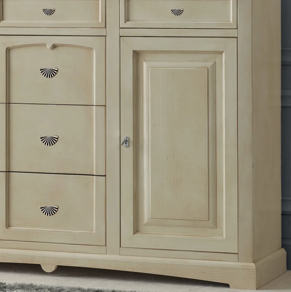 Credenza Classica in Legno Tanganica con 6 Cassetti e 2 Ante Made in Italy - Bragi