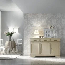 Credenza con 3 Ante e 3 Cassetti in Avorio Patinato Made in Italy - Gleti