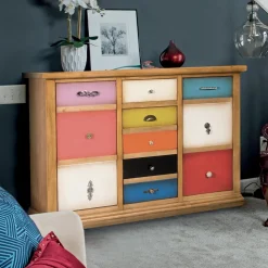 Credenza con Cassetti Tutti Colorati e Maniglie Diverse Made in Italy - Shiva