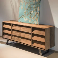 Credenza da Soggiorno con 2 Ante Centrali e 6 Cassetti Laterali - Slide