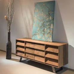 Credenza da Soggiorno con 2 Ante Centrali e 6 Cassetti Laterali - Slide