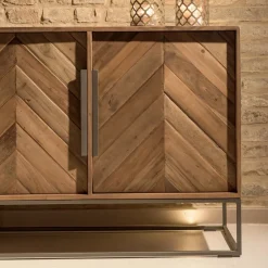 Credenza da Soggiorno in Legno Tropicale Riciclato e Piedi in Metallo - Slide
