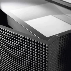 Credenza design moderno nera con 2 ante e cassettone estraibile Flora