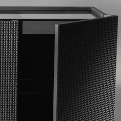 Credenza design moderno nera con 2 ante e cassettone estraibile Flora
