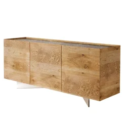 Credenza in Legno a 3 Ante con Base in Cristallo Temperato Made in Italy - Soraya