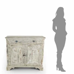 Credenza in Legno di Abete Massello con Ripiani Interni Made in Italy - Pierrot
