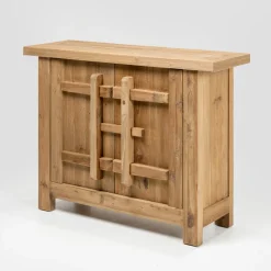 Credenza in Legno di Pino Naturale Invecchiato con 2 o 4 Ante - Aituno